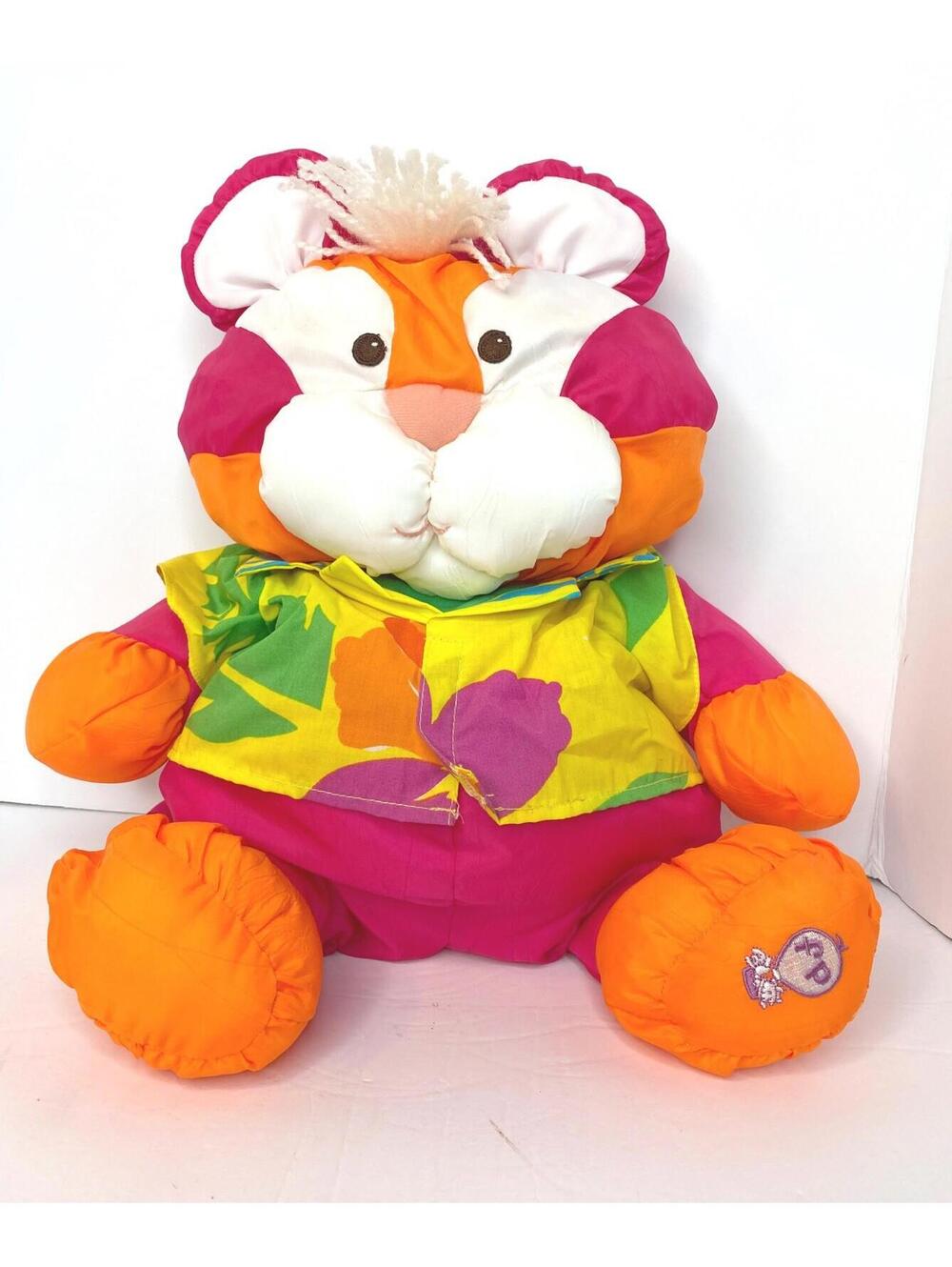 Vtg Fisher Price Puffalump Tiger Plush Cat Orange Wild Thing Hawaiian Shirt 1987